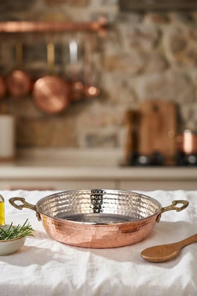 Turna Bakır Soylu Tava 3 No 18 Cm Kalın Kırmızı Turna7552-1 ürün görseli 1