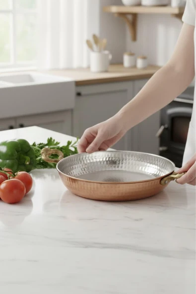 Turna Bakır Acemli Tava 3 No 18 Cm Makine Dövme Kırmızı Turna7559-1 ürün görseli 1