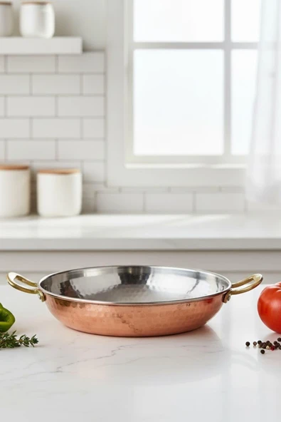 Turna Bakır Çelebi Tava 5 No 22 Cm El Dövme Kırmızı Turna7575-1 ürün görseli 1