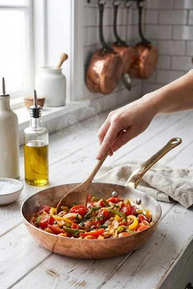 Turna Bakır Şahika Tava 1 No 14 Cm Sadece Taban El Dövme Kırmızı Turna7564-1 ürün görseli