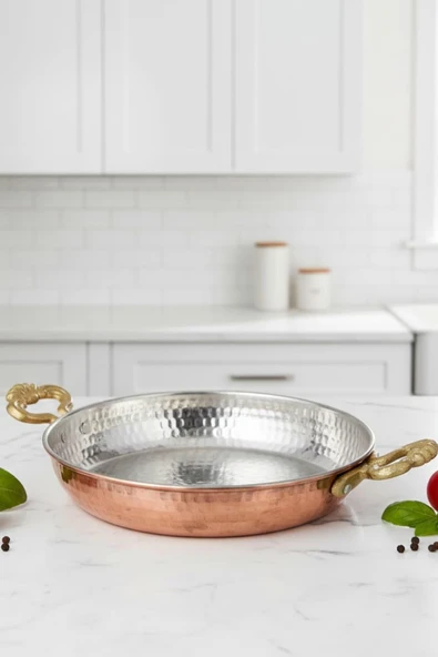 Turna Bakır Acemli Tava 7 No 27 Cm Makine Dövme Kırmızı Turna7563-1 ürün görseli 1