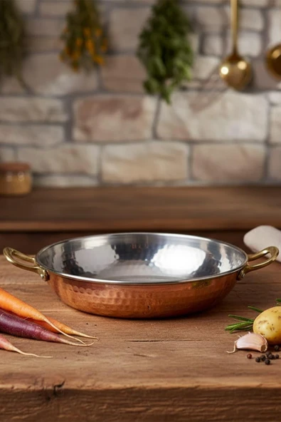 Turna Bakır Çelebi Tava 3 No 18 Cm El Dövme Kırmızı Turna7573-1 ürün görseli 1