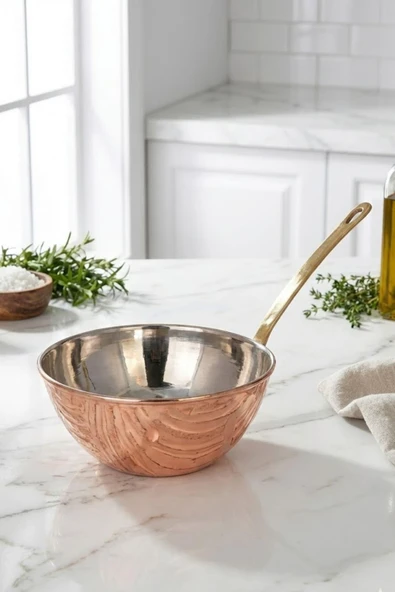 Turna Bakır Wok Tava 25 Cm Sadece Taban El Dövme Kırmızı Turna4800-1 ürün görseli