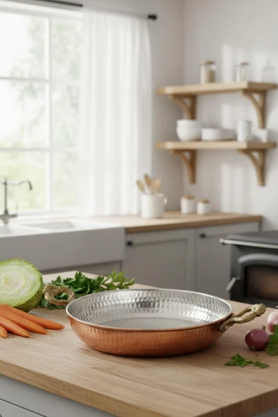 Turna Bakır Acemli Tava 4 No 20 Cm Makine Dövme Kırmızı Turna7560-1 ürün görseli 1