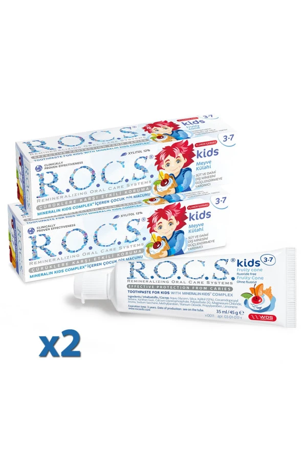 Rocs Kids 3-7 Yaş Diş Macunu Meyve Florürsüz 45g X 2 Adet