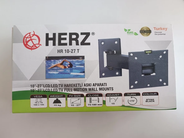 Herz Hr-10"- 27" LCD/LED/TV Tek Kollu Kilitli Hareketli Duvar Askı Aparatı