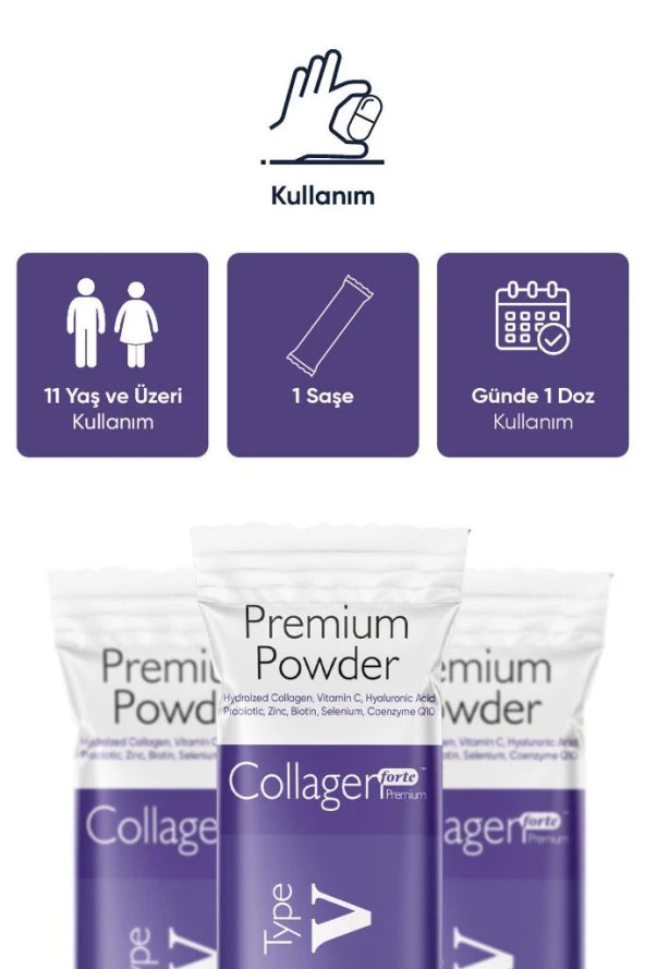 Collagen Forte Premium Powder (TOZ) 5 Tip Kolajen 10.000mg x 30 Şase, Orman Meyveli Aroma - 2