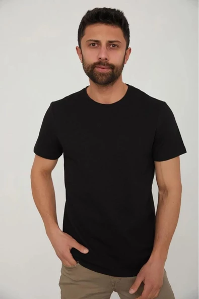Cazador Erkek Petek Dokulu B.Yaka T-shırt 4154 Siyah - Resim 2