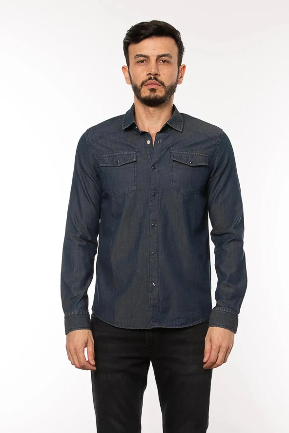 Cazador Erkek Kot Gömlek CAZ 2705 Lacivert - 4