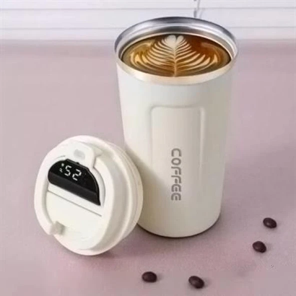 Buffer® Paslanmaz Çelik Isı Yalıtımlı  Sızdırmaz Isı Ölçerli Dijital Ekranlı Kahve Ve Çay Termosu