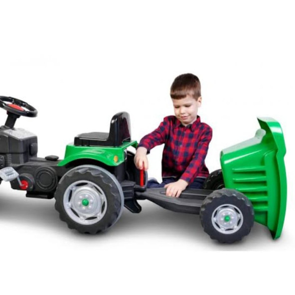 PİLSAN Unisex Çocuk Yeşil Active Römorklu Traktör Pedallı - 3