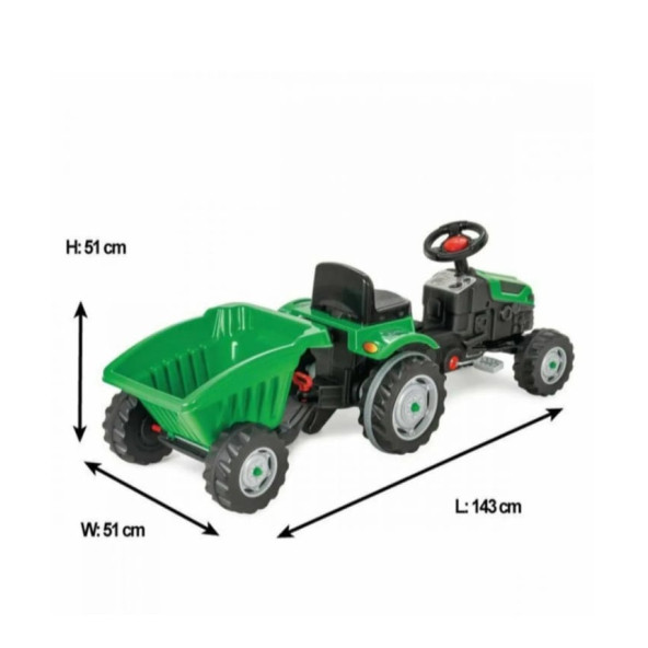 PİLSAN Unisex Çocuk Yeşil Active Römorklu Traktör Pedallı - 4
