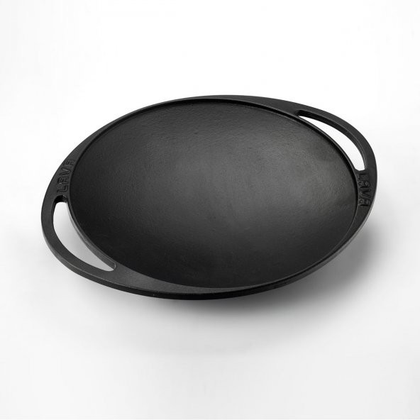 Lava Döküm Yuvarlak Saç Kavurma Tavası Döküm Demir Yekpare Çift Kulplu Çap 28cm.