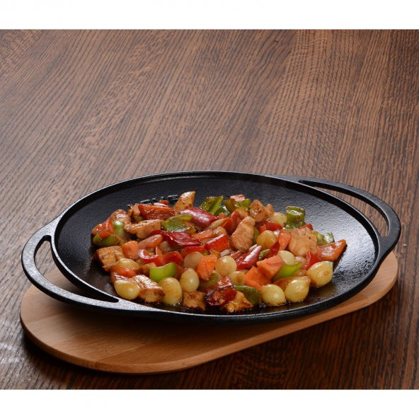 Lava Döküm Yuvarlak Saç Kavurma Tavası Döküm Demir Yekpare Çift Kulplu Çap 28cm. - 3