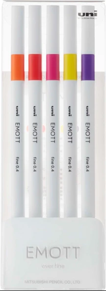 Uniball Emott 0.4mm 5'li Akrilik Uçlu Çizim Kalem Seti - Sıcak Renkler / PEM-SY-5C-No:2