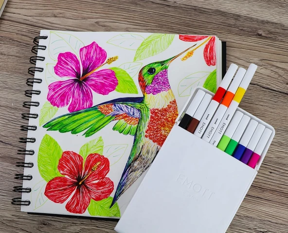 Uniball Emott 0.4mm 5'li Akrilik Uçlu Çizim Kalem Seti - Retro Renk / PEM-SY-5C-No:8 - Resim 4