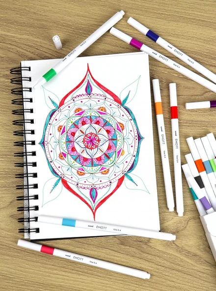 Uniball Emott 0.4mm 5'li Akrilik Uçlu Çizim Kalem Seti - Retro Renk / PEM-SY-5C-No:8 - Resim 2