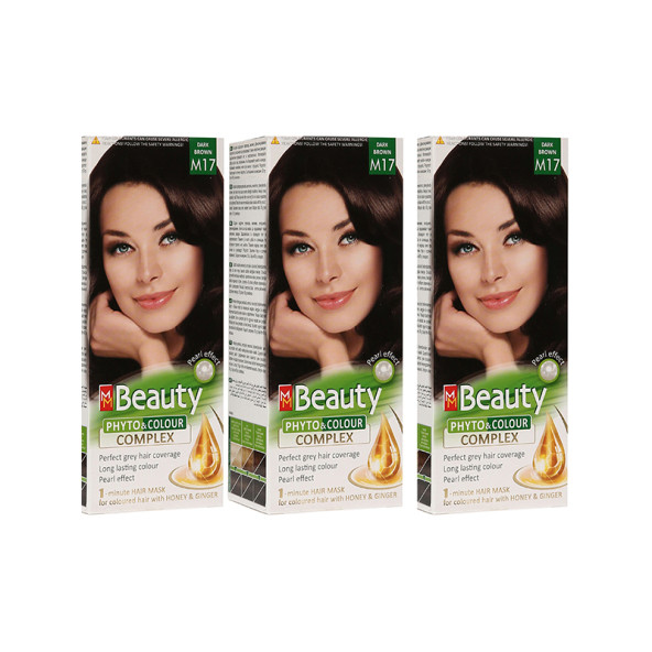 MM Beauty Saç Boyası M 17 Koyu Kahve (Dark Brown) ÜÇLÜ SET