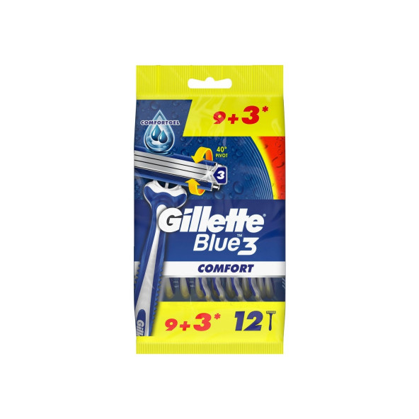 Gillette Blue3 Comfort Tıraş Bıçağı 12'li + Edge Tıraş Jeli Normal Ciltler İçin 2x198gr - 2