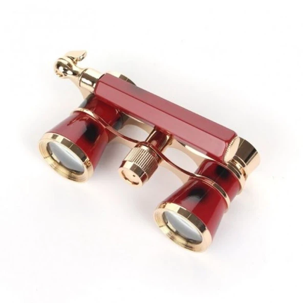 Nefis Işlemeli Tiyatro / Opera Dürbünü 3X25 Prinç Metal Kaplamalı Retro Kahverengi - Resim 4