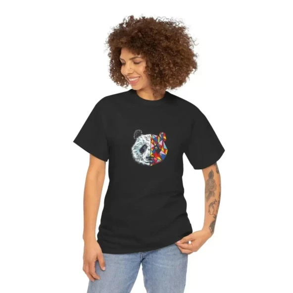 Lucky Life Unisex Bisiklet Yaka Baskılı T-Shirt - Siyah