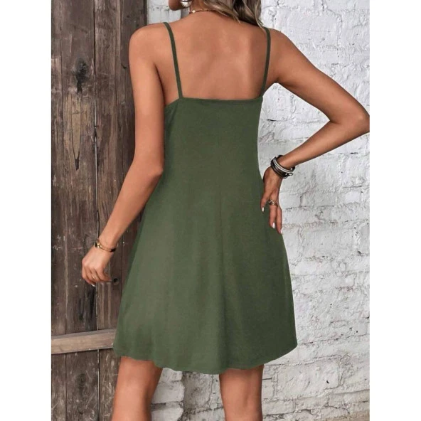 Lucky Life Kadın Askılı Turlu Viskon Kumaş Elbise - 3