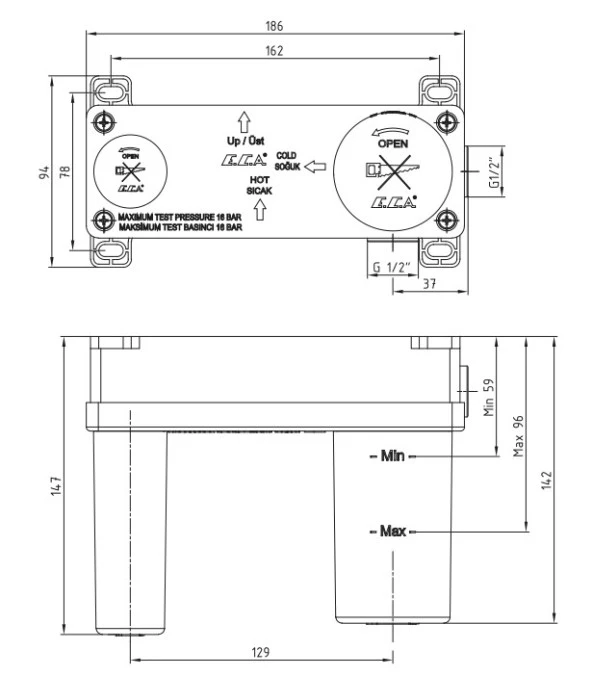 ECA Luna Ankastre Lavabo Bataryası Sıva Altı Grubu Altın Renkli 102866601 - Resim 2
