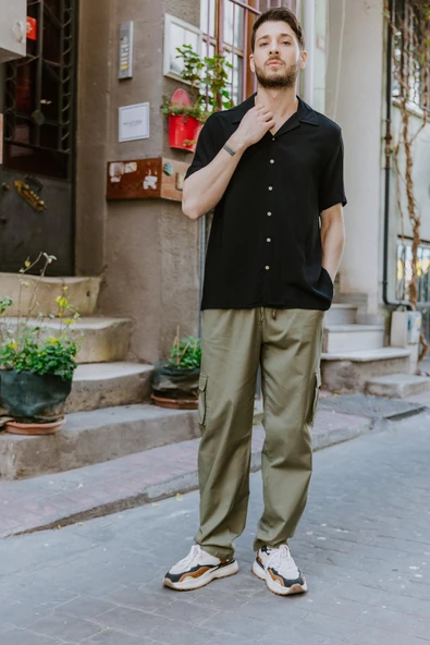 Siyah Rahat Kesim Erkek Gömlek - 4