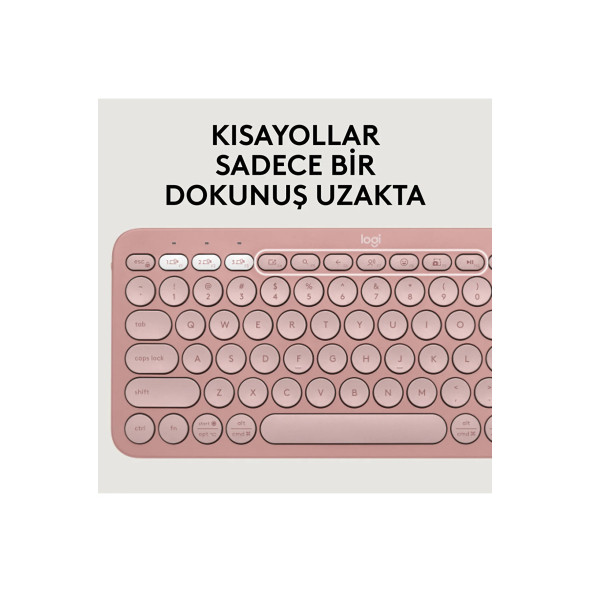 logitech Pebble 2 Combo Çoklu Sessiz Kablosuz Türkçe Q Klavye Mouse Seti - Pembe 920-012247 - 4