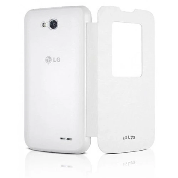 LG L70 Kasalı Kapaklı Orjinal Flip Cover Kılıf - Beyaz - CCF-400 AGEUWH - Resim 2