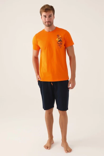 Arnetta Erkek Oranj Şortlu Pijama Takımı 2989 - 2