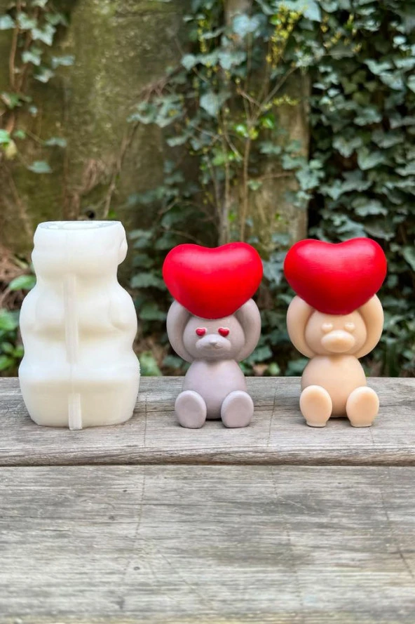 Ayı Love Tekli Mum Kalıbı - Resim 2