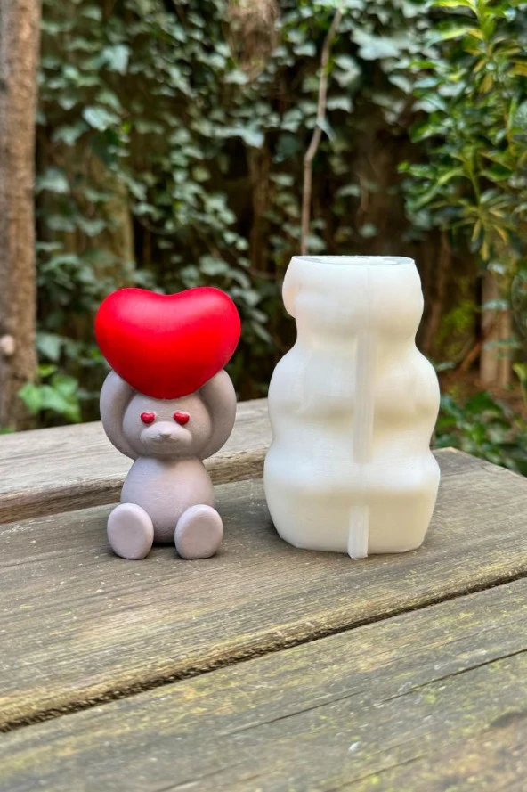 Ayı Love Tekli Mum Kalıbı - Resim 3