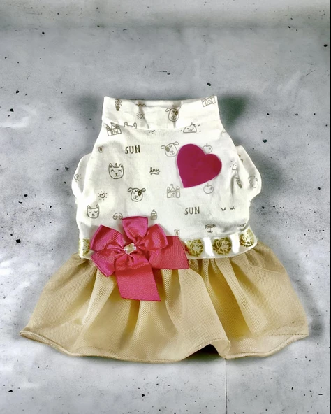 Creamy Fuschia Tütülü Kedi Elbisesi, Kıyafeti Tutu - 3