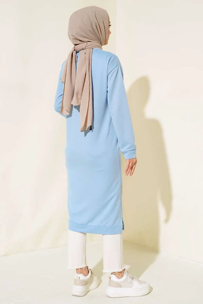 Arma Detaylı Uzun Tunik Mavi - Resim 3