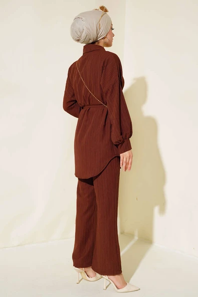 İpli Bürümcük Takım Kahve - Resim 3