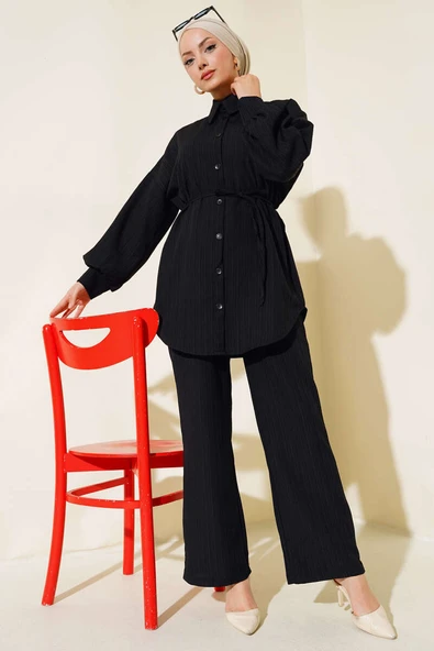 İpli Bürümcük Takım Siyah ürün görseli 1