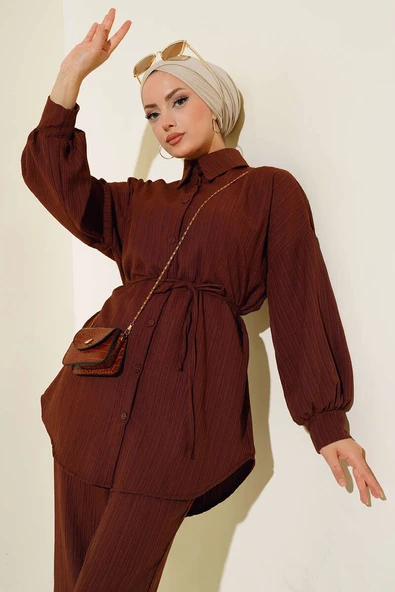 İpli Bürümcük Takım Kahve - Resim 2