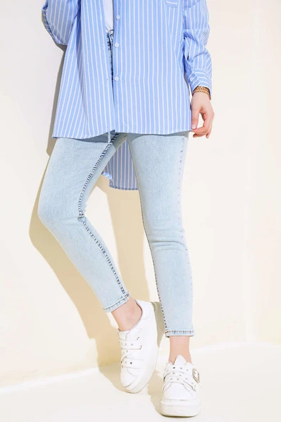 Dar Paça Kot Pantolon Kar Açık ürün görseli 1