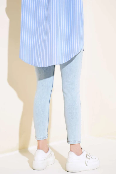 Dar Paça Kot Pantolon Kar Açık - Resim 3