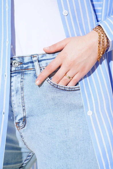 Dar Paça Kot Pantolon Kar Açık - Resim 4