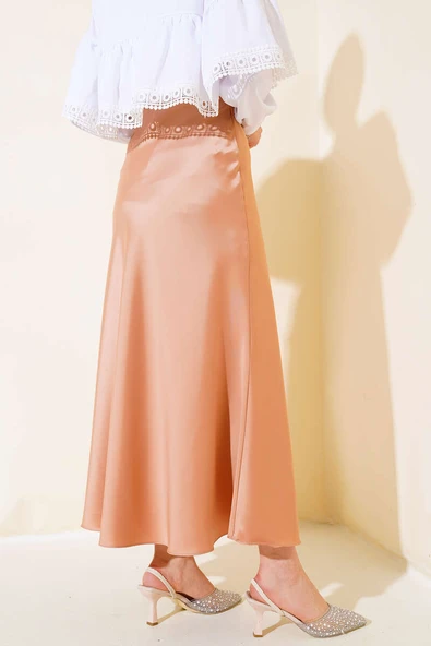 Kloş Saten Etek Camel - Resim 3