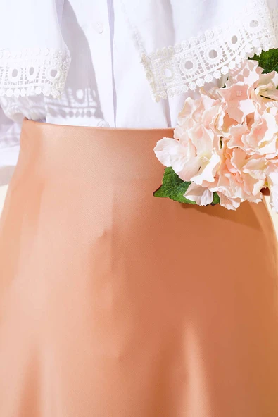 Kloş Saten Etek Camel - Resim 4