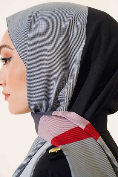 Kalın Çizgili Medine Şal Antrasit - Resim 4