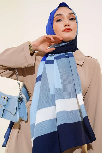 Kalın Çizgili Medine Şal Saks - Resim 2