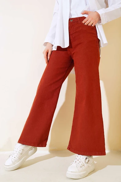 Salaş Kısa Düz Pantolon Taba ürün görseli 1