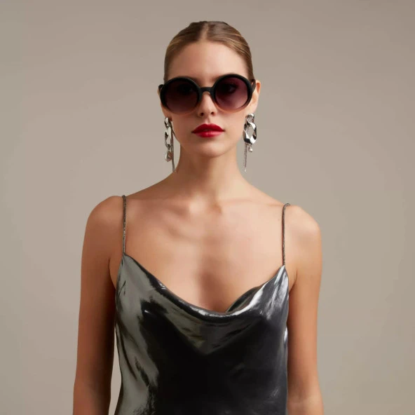 Okkia Monica Unisex Büyük Yuvarlak  Güneş Gözlüğü Siyah Rose - 2