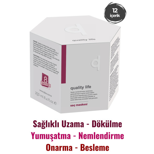 Ql 8 Aktifli Saç Maskesi - Aşırı Yıpranmış Ve Kuru Saçlar Için Besleyici Onarıcı Hızlı Saç Uzatma