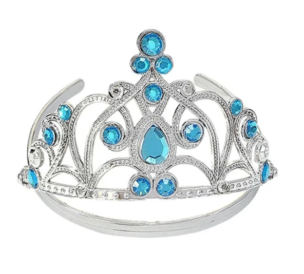 Mavi Taşlı Elsa Çocuk Tacı Prenses Tacı Kraliçe Tacı 16x14 Cm