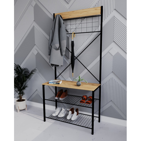 Eportatif Geniş Metal Portmanto, Elbise Askılığı, Vestiyer, Ayakkabılık 1301 - 3